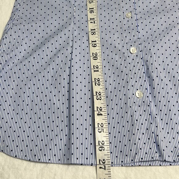 Ann Taylor Factory Women's Button Down Shirt S Blue White Polka Dot Long Sleeve - Picture 8 of 12